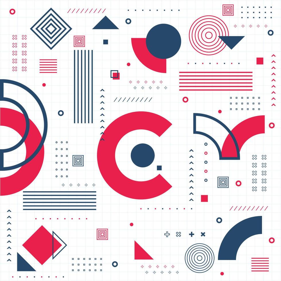 Geometric shapes mega set elements in flat graphic design. Bundle objects of circles, squares, triangles, shape with halftone, dots and lines vector