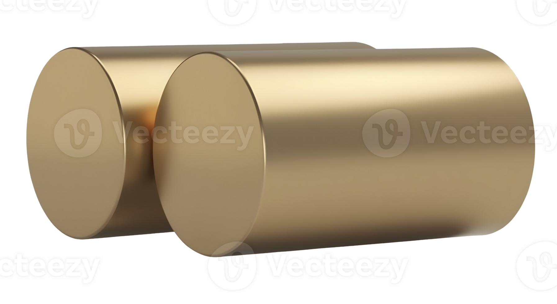 Two golden metallic cylinders reflect light, symbolizing precision and valuable resources png