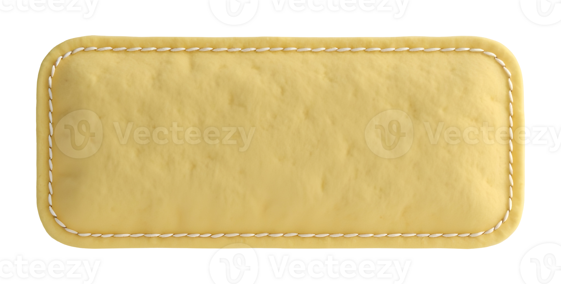 Simple yellow fabric patch with soft texture and white stitch label detail png