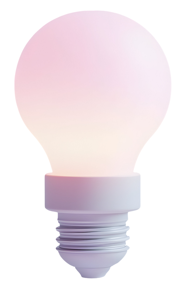 Glowing pink lightbulb bright idea and symbol of creative inspiration png