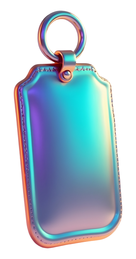 Vibrant iridescent tag with metallic sheen for modern design and luxury branding png