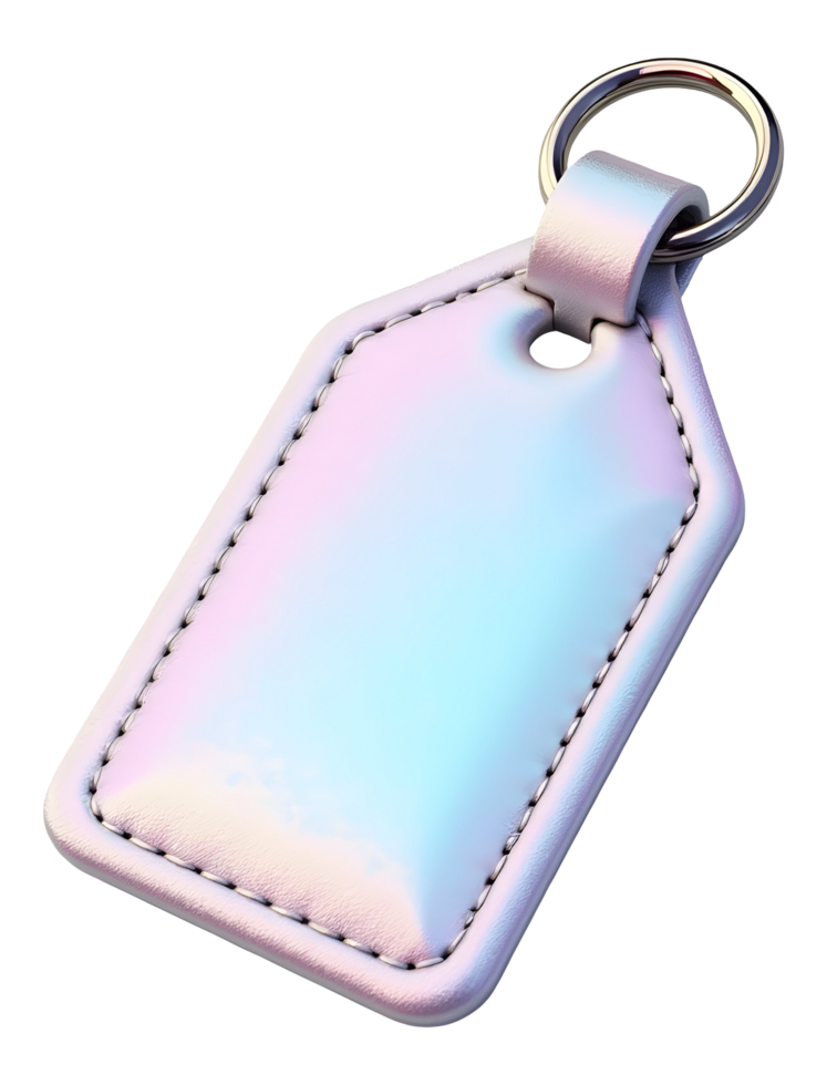 Iridescent keychain reflects light, showing vibrant, dreamy, elegant design png