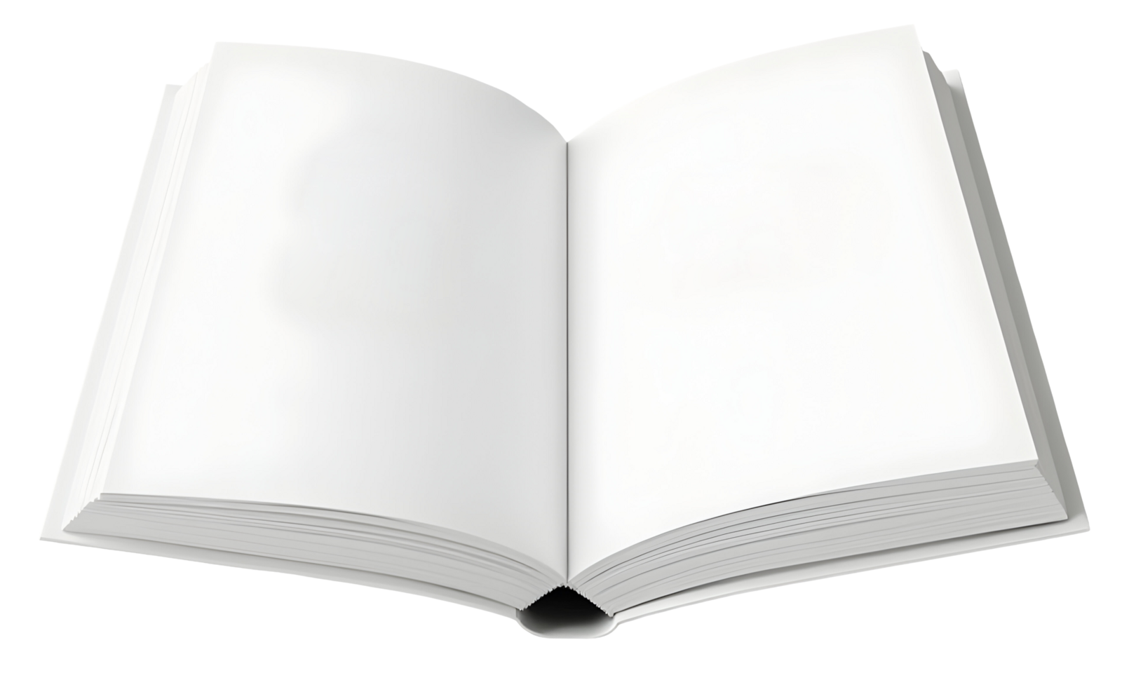 Open book features blank white pages, offering empty copy space for creative text png