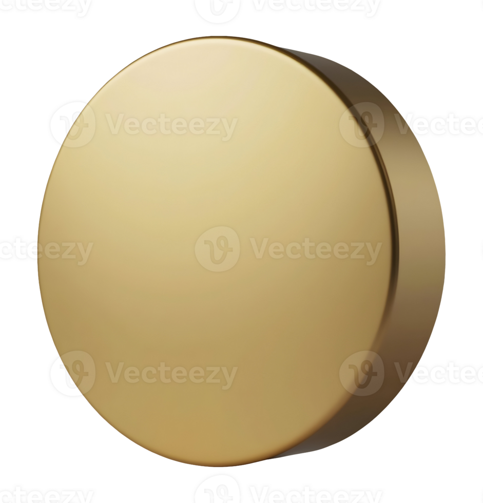 Elegant golden metal disk. simple round puck object for an award png