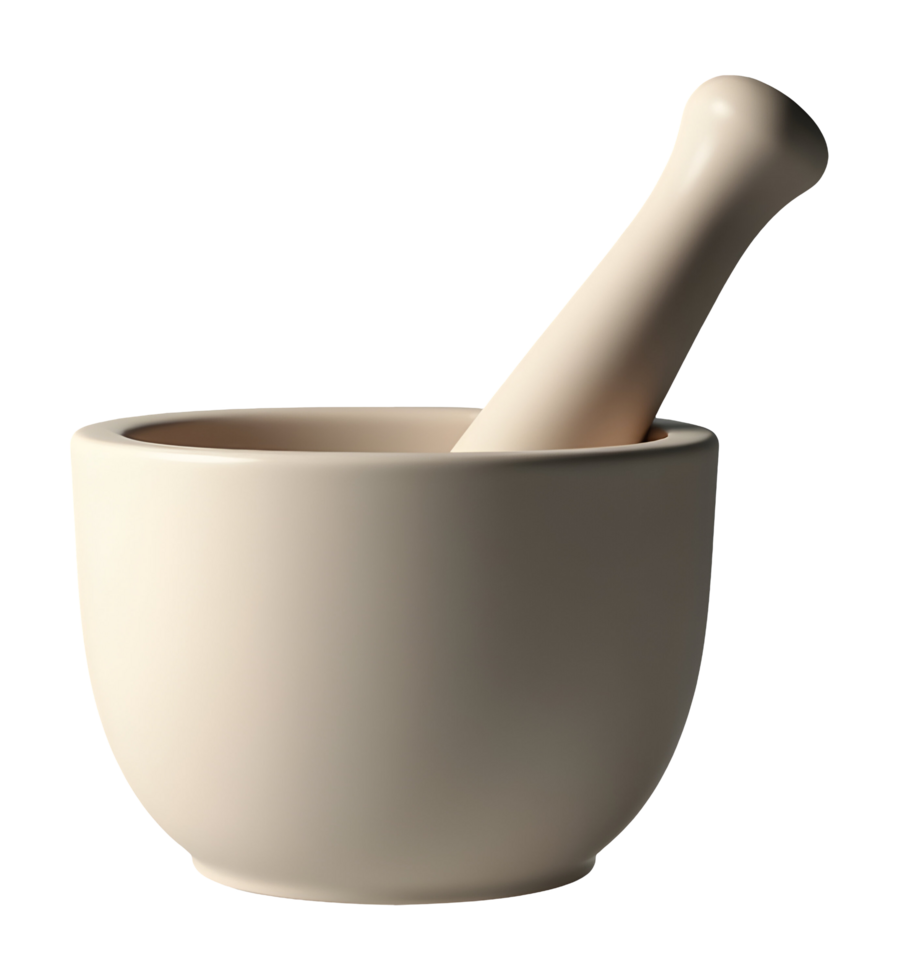 Mortar pestle sits ready for culinary use png