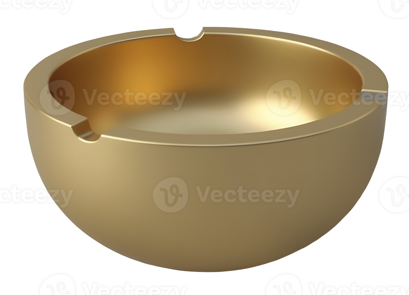 Elegant gold metal ashtray, round luxury receptacle for smoking png