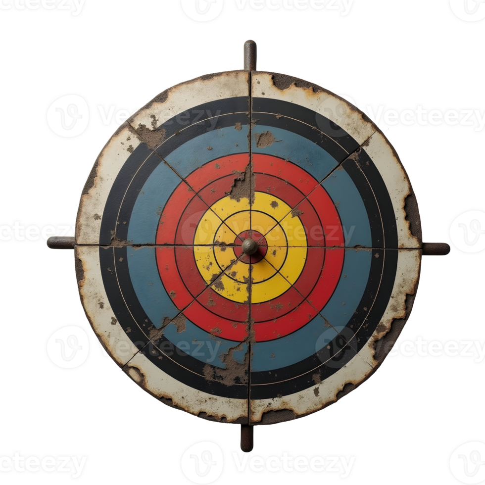 Worn target displays aged character png
