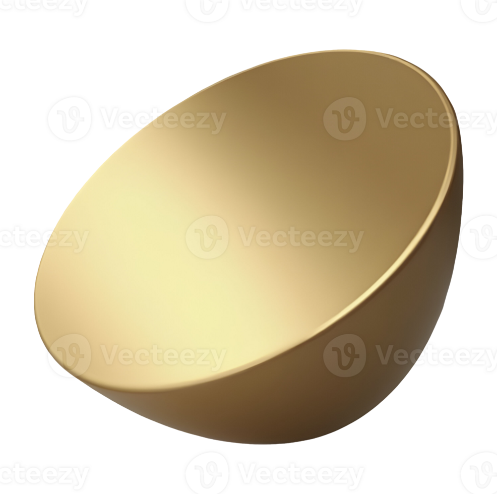 Elegant gold hemisphere metallic shape. simple, luxury design with smooth curve png