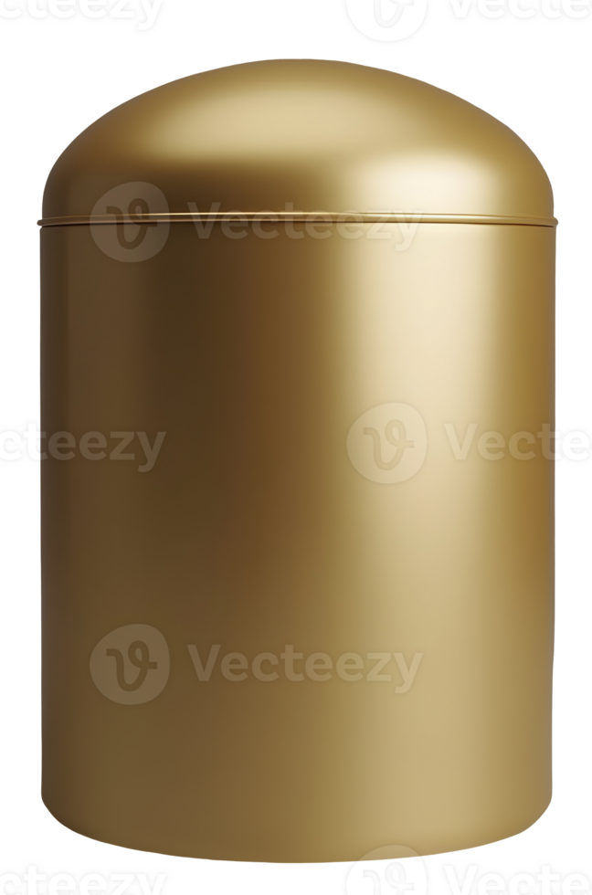Elegant gold container jar for storage. luxurious and modern cylinder tin png