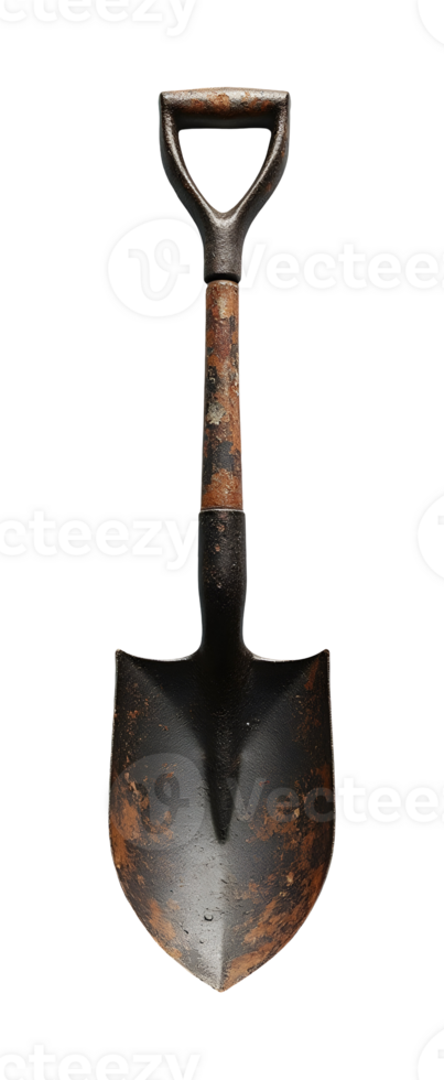 Rusty shovel shows its age and strength for hard work png
