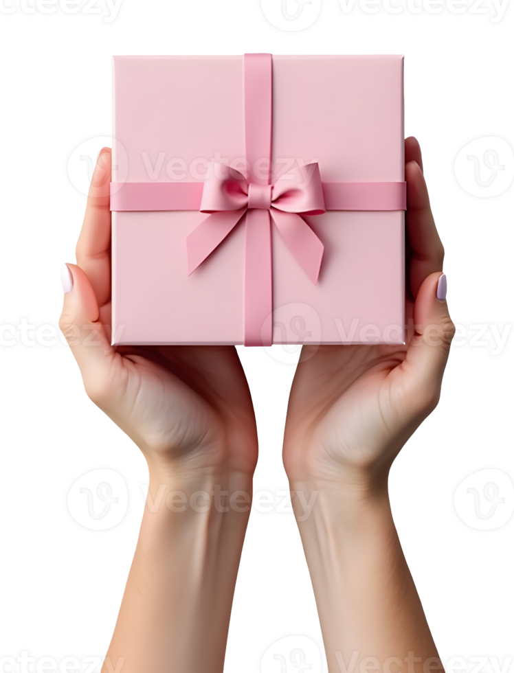 Gift box offered with care in human hands create sense of giving png