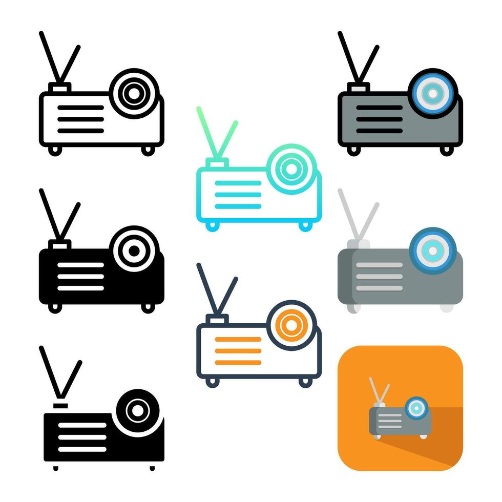 Set Projector Icon. Editable Stroke Icons. Can be used for web, mobile apps, and software. vector