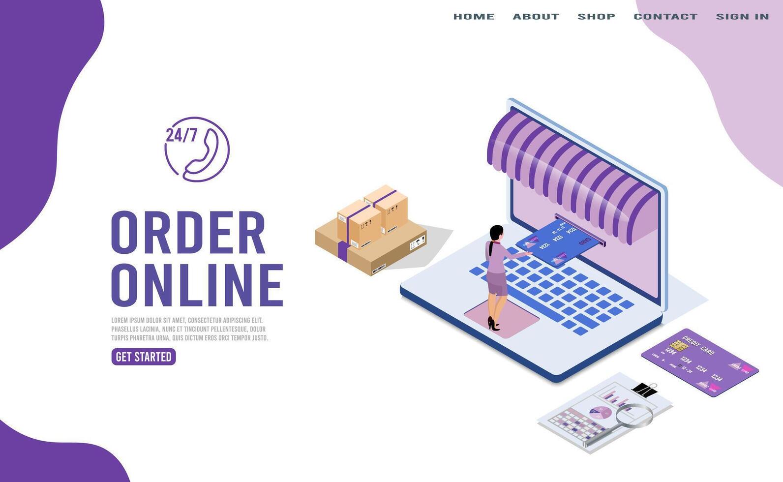 Online shopping and order interface illustration vector