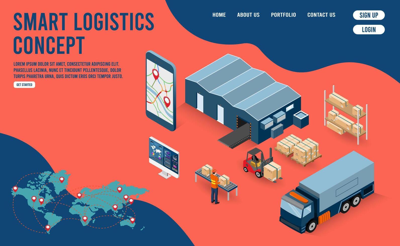 Smart logistics illustration with technology vector