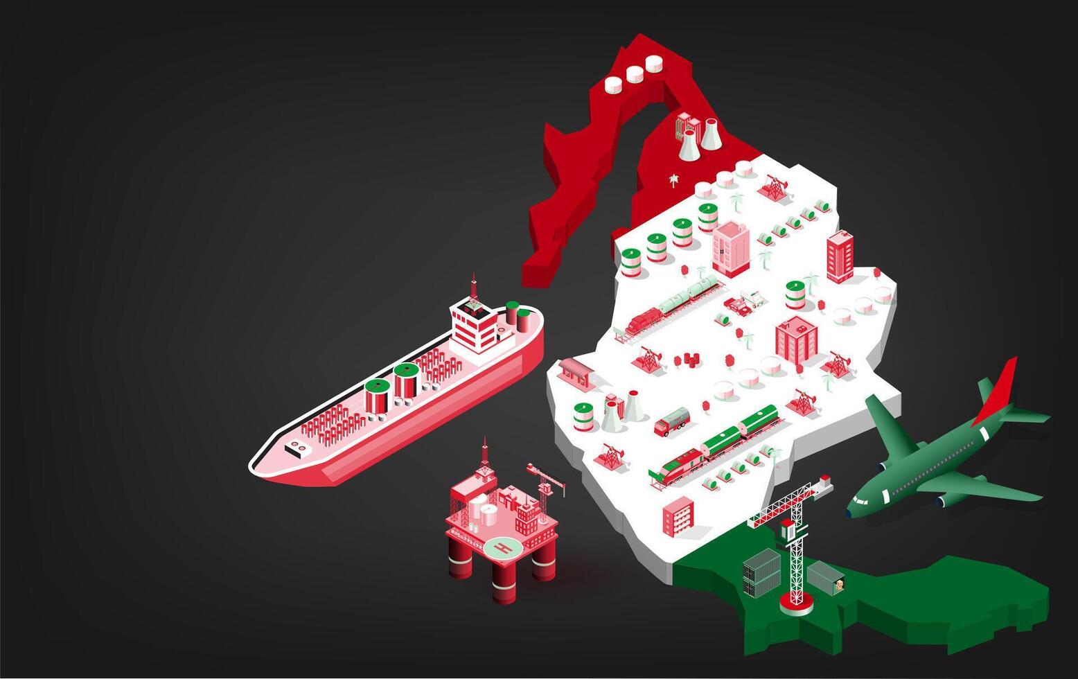 Industrial map with shipping and energy sectors vector