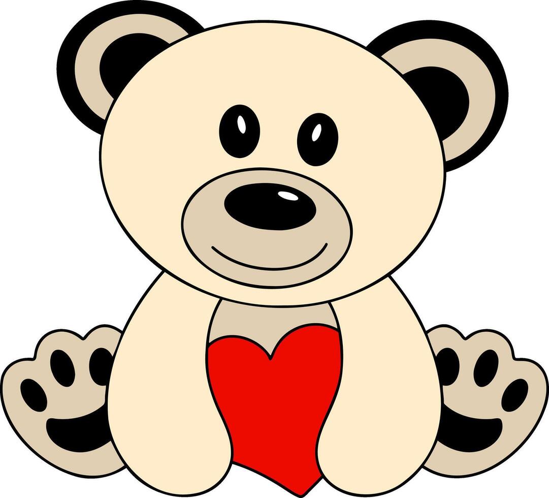 Cartoon bear with red heart clipart Animal vector