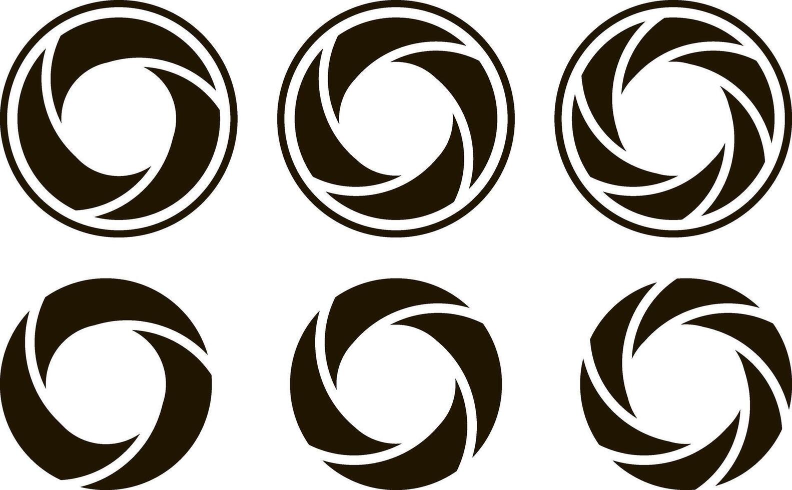 Camera cinema clipart collection. Circular black shutter set icon vector