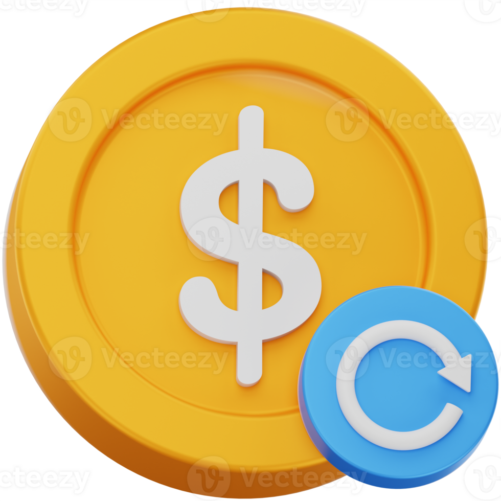 Dollar Coin Reload 3D Icon Minimalist Recurring Payment png