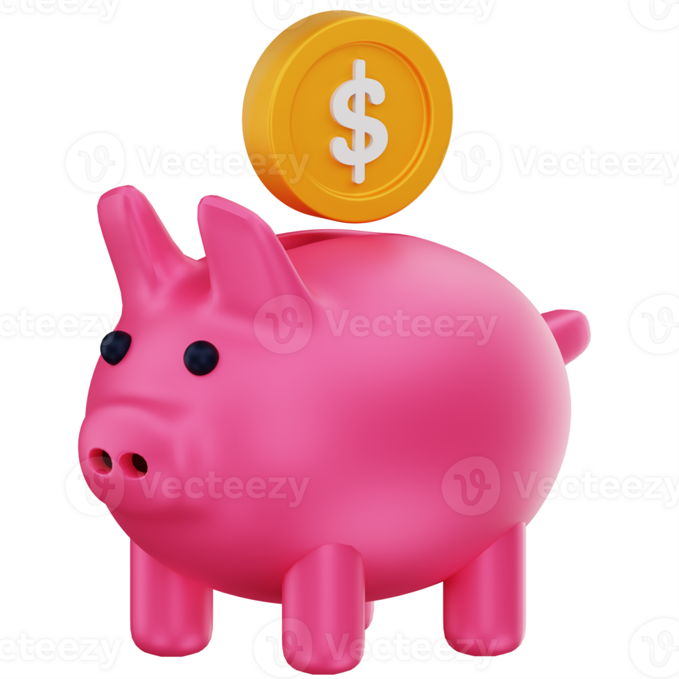 Piggy Bank with Dollar Coin 3D Icon Minimalist Saving Concept png