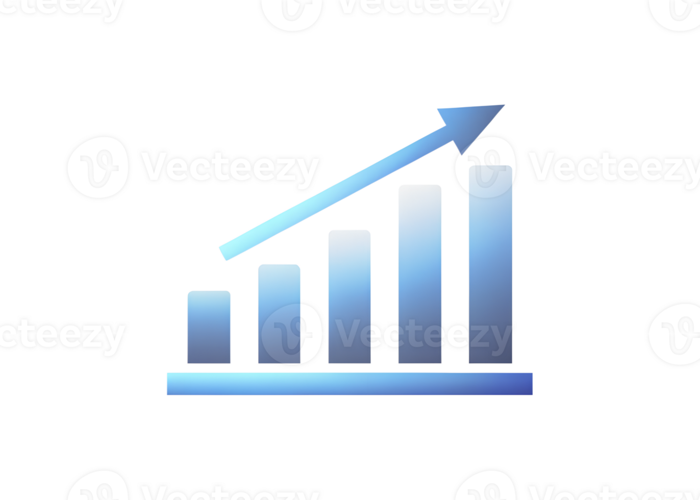 A graph with an arrow going up on it png