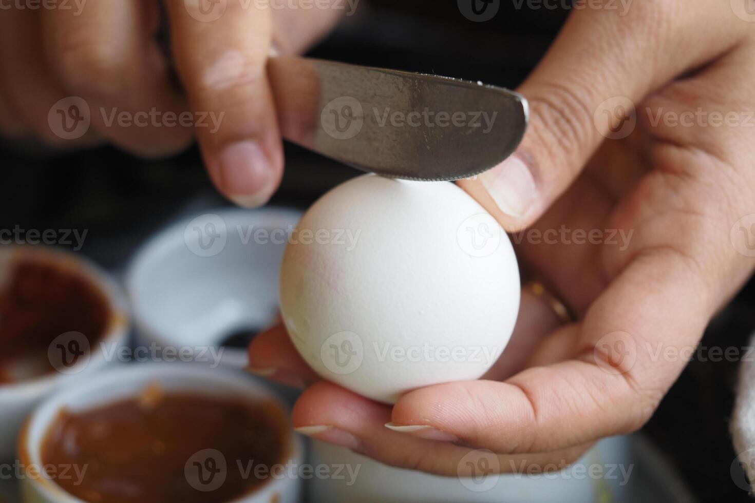 Preparing and decorating an egg for celebrations photo