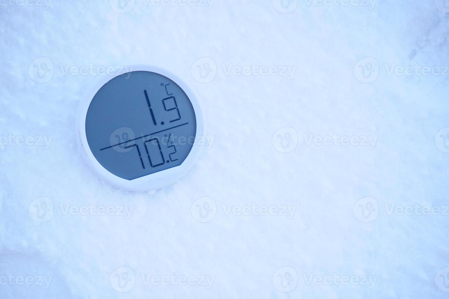 Snowy measurement of temperature and humidity level photo