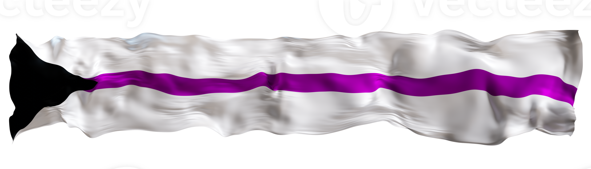 Demisexual pride flag showcases design featuring black, gray, white, and purple colors. It symbolizes inclusivity, honoring the experiences of demisexual individuals within the LGBTQ community. 3D. png
