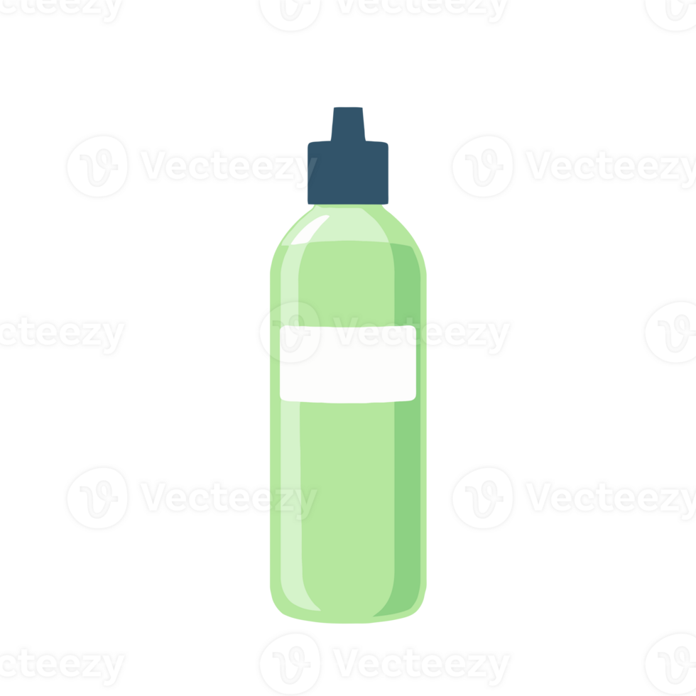 Green Bottle with Label for Cosmetic Product png