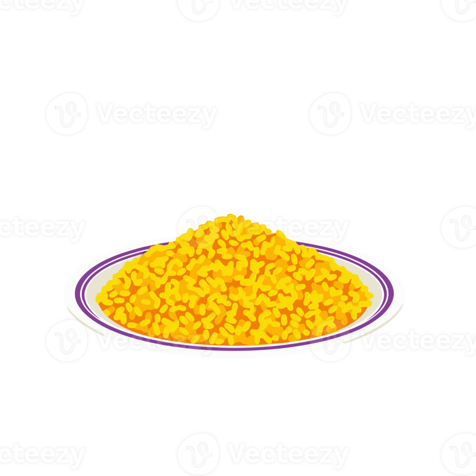 Vibrant Yellow Rice Pile on Plate png