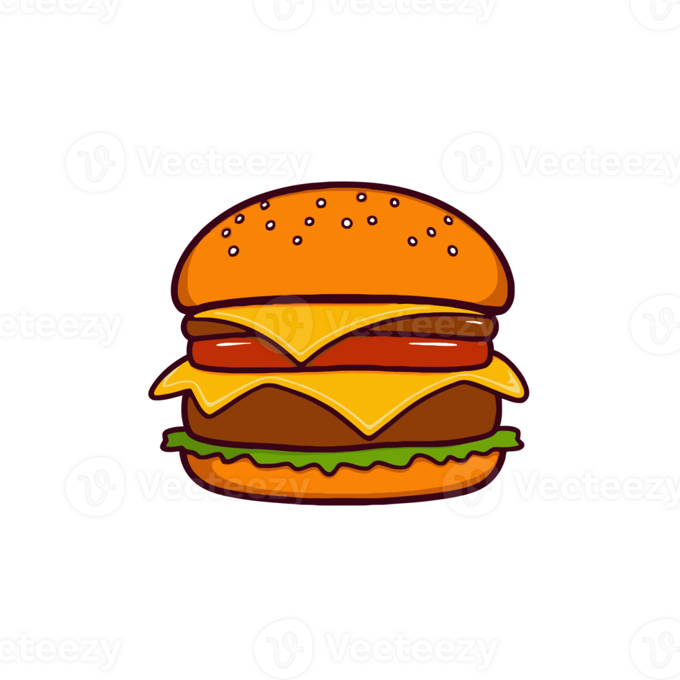 Delicious Classic Hamburger with Cheese and Lettuce png