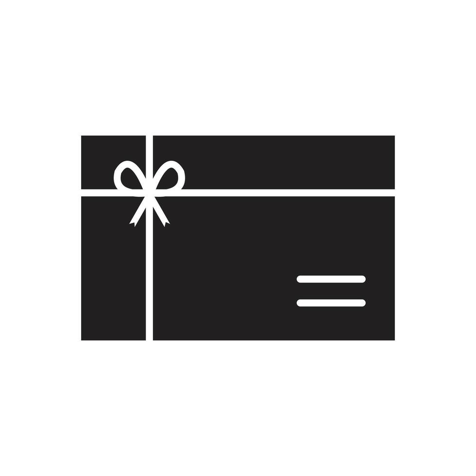Gift card icon , gift card with ribbon. Gift certificate symbol isolated on white background. Simple surprise abstract icon in black. vector