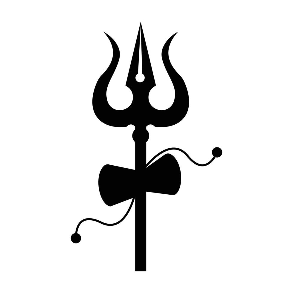 Trishul sign symbol icon. Symbolic Trishul silhouette a Hindu religious icon. Shiva's trident Trishul. vector