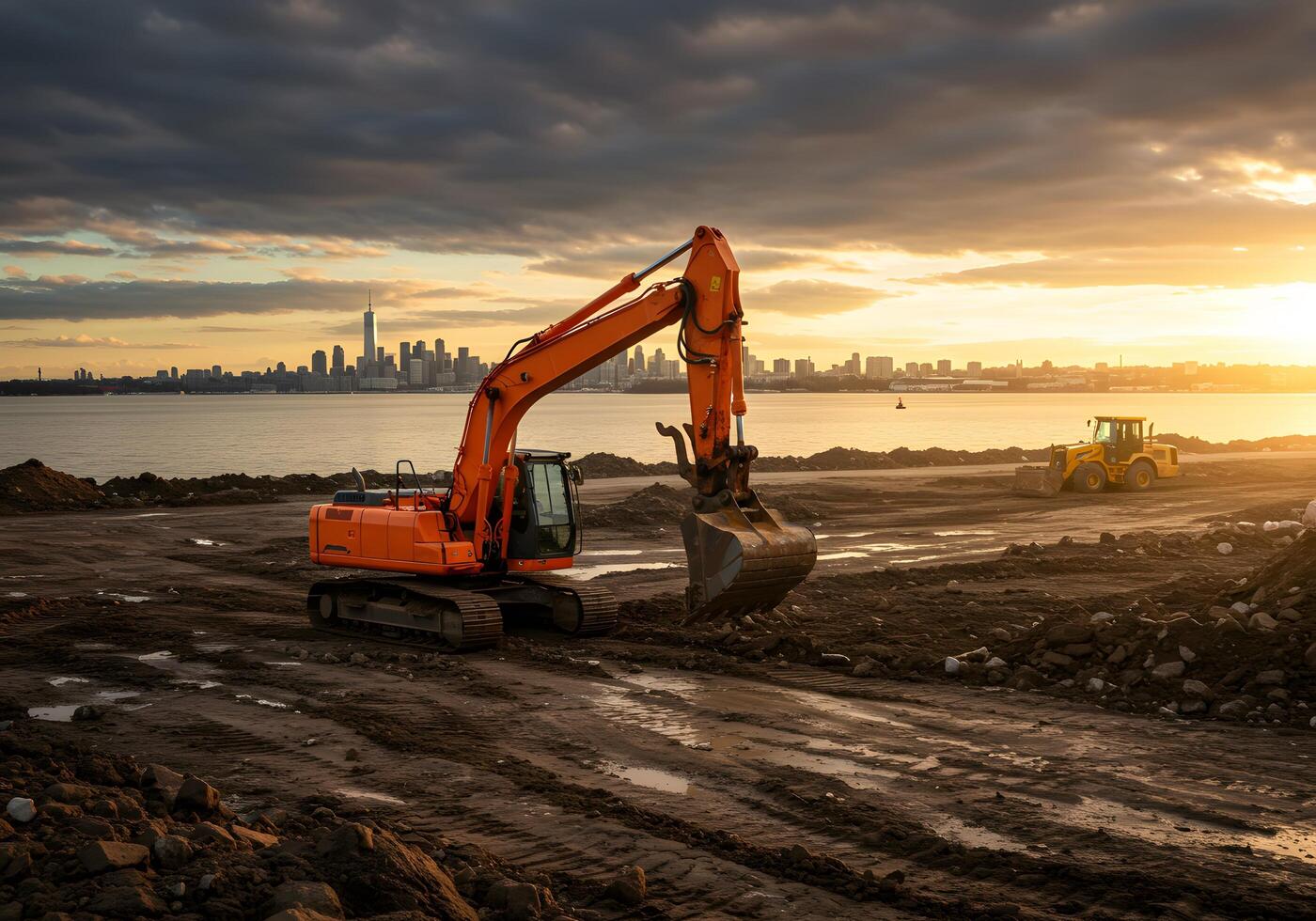 Construction Site at Sunset photo