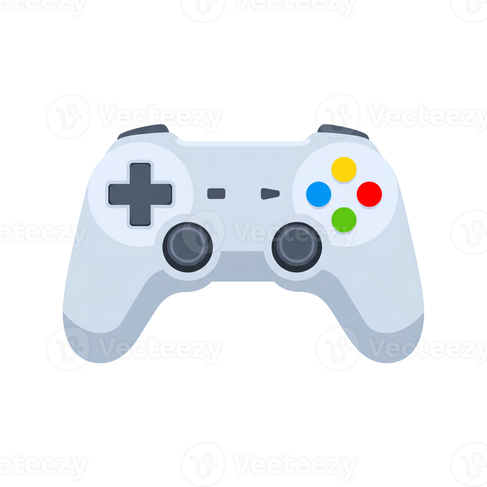 Light Gray Gaming Controller with Colorful Buttons and Directional Pad. png