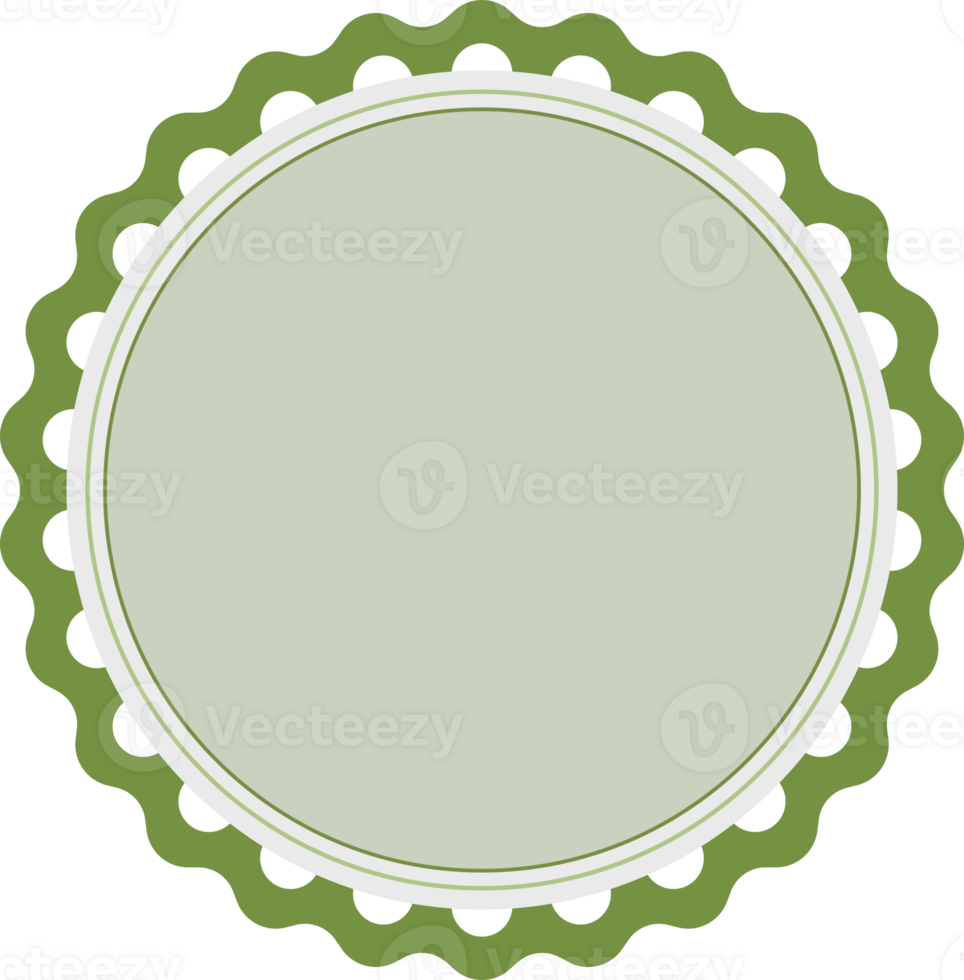Green Blank Label with Scalloped Edge png