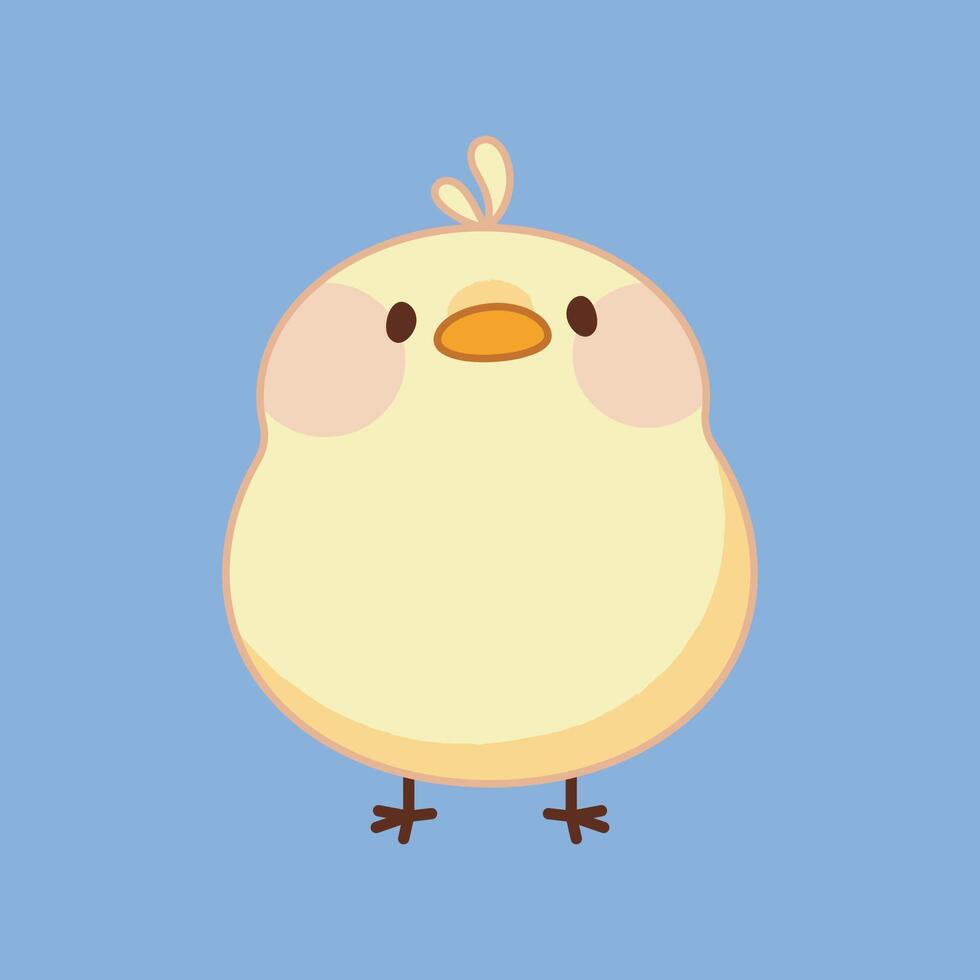 cute little chick on a blue background in flat design vector