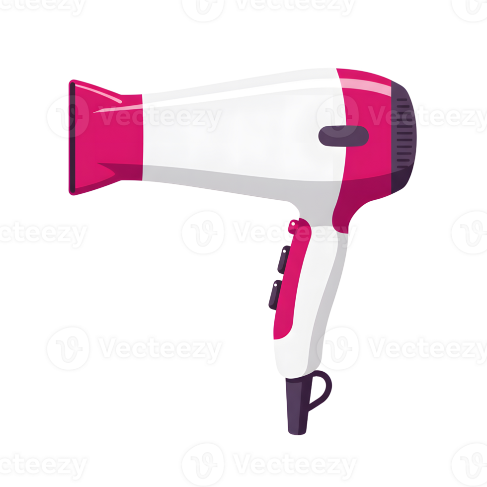 Pink and White Hair Dryer with Black Controls on Handle for Salon and Personal Use png