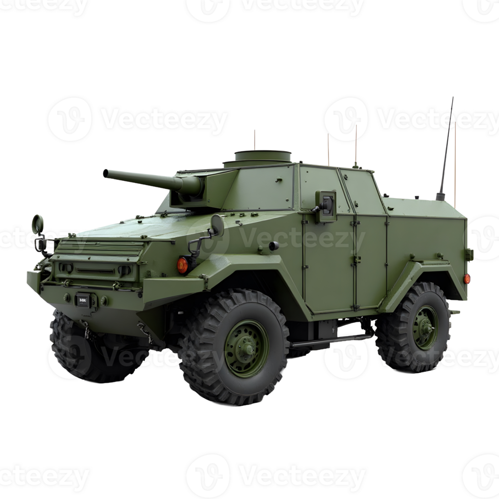 Military Armored Vehicle Green Off-Road Combat Vehicle with Heavy Cannon png