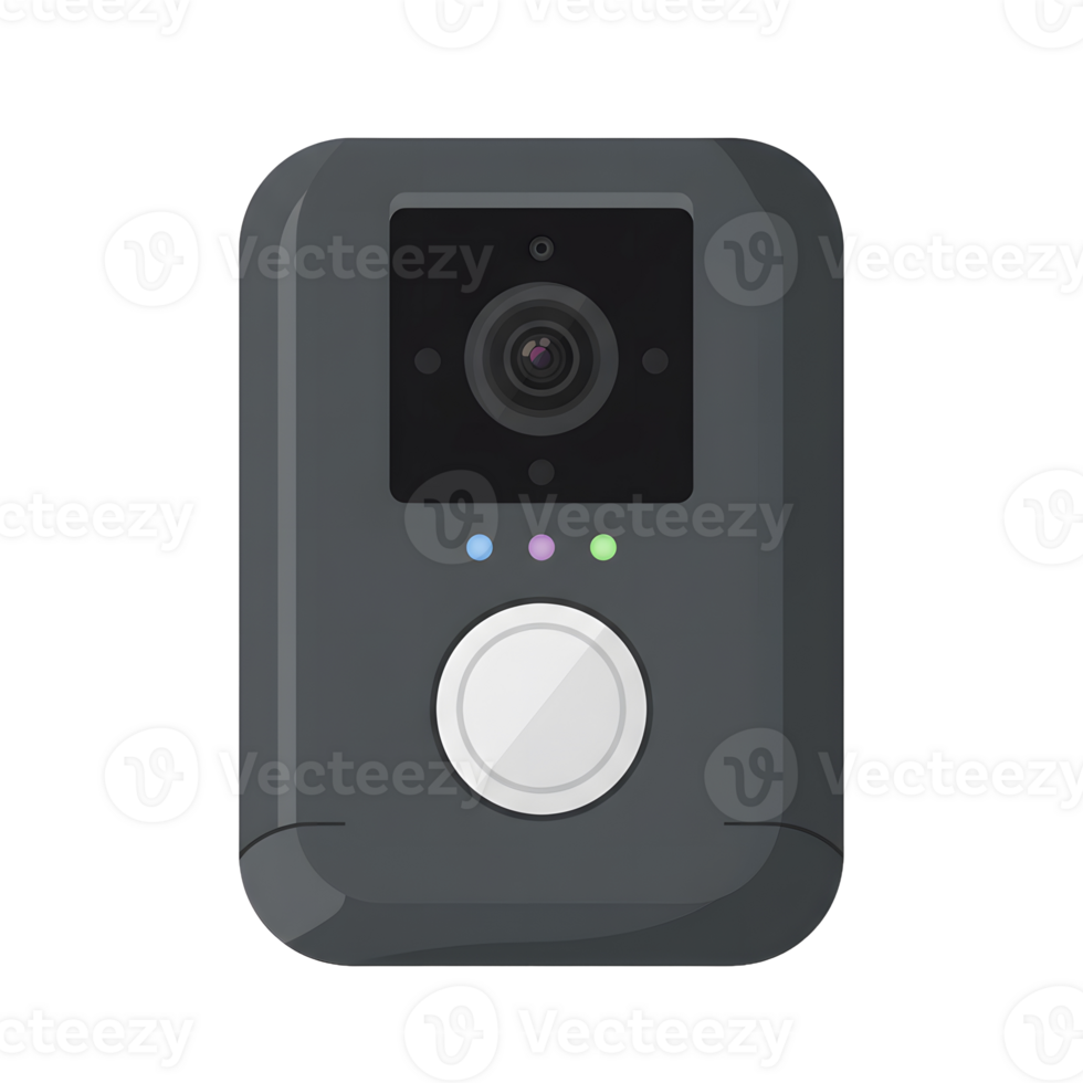 Modern Camera with Lens and Control Buttons in Gray Color png