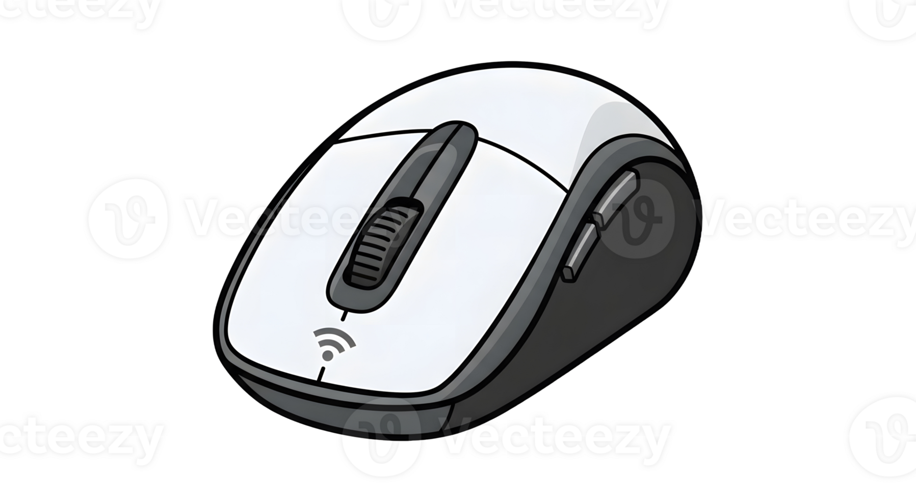 Wireless Computer Mouse with Scroll Wheel and Wireless Indicator Light in White and Black png