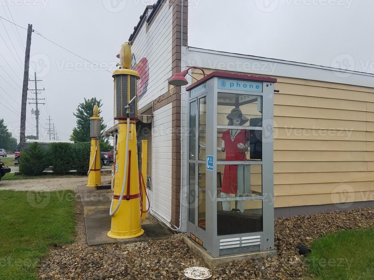 Old Gas Pumps and Phone Booth, Dwight, Illinois. A Historic Town Along Route 66 photo