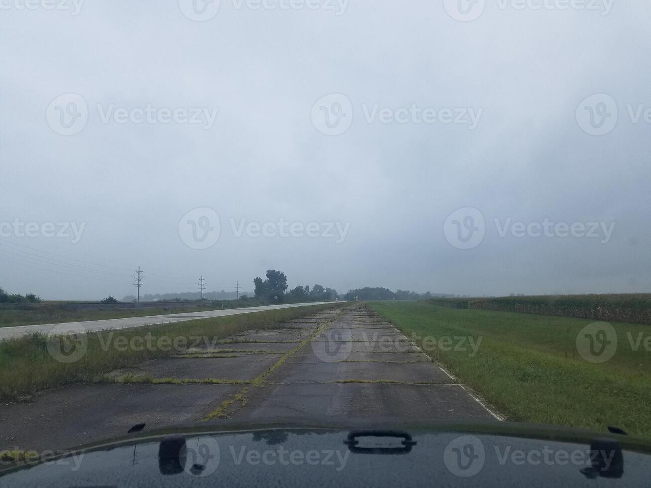 Driving on an Old Section of Route 66 near Odell, Illinois photo