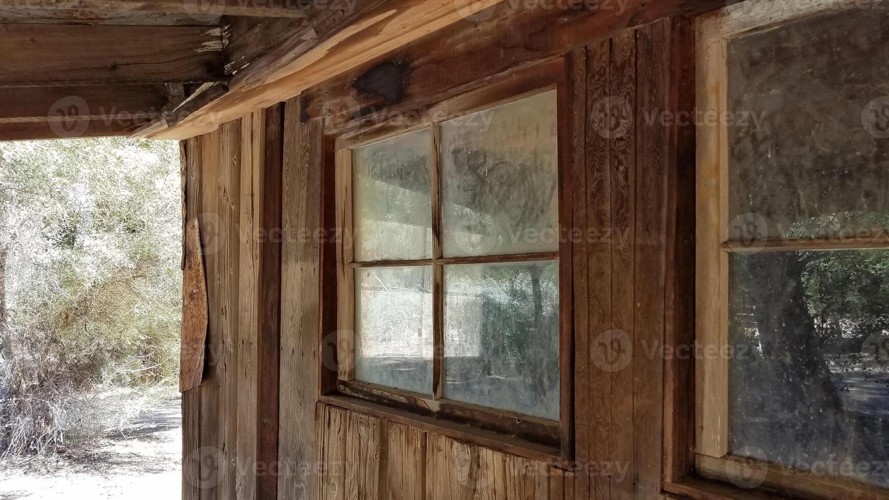 Window of Old Wooden Pioneer's Cabin, Boyce Thompson Arboretum, Arizona photo