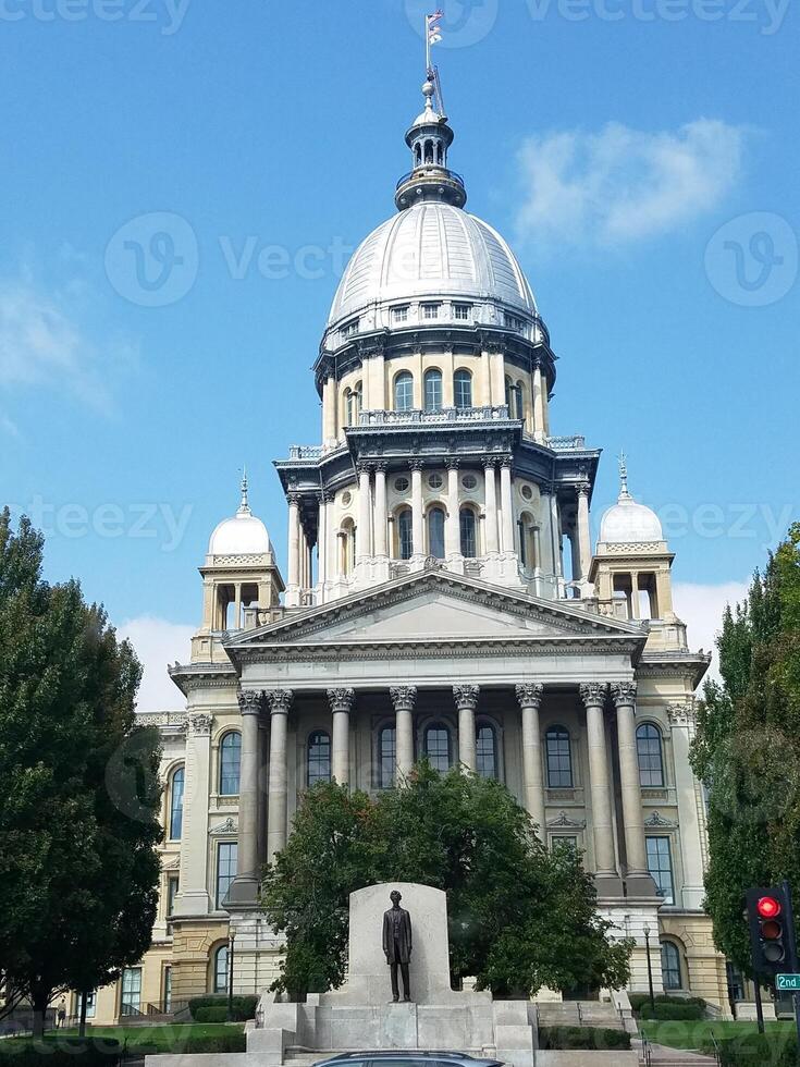 Springfield, Illinois Capitol Building with Abraham Lincoln Statue photo