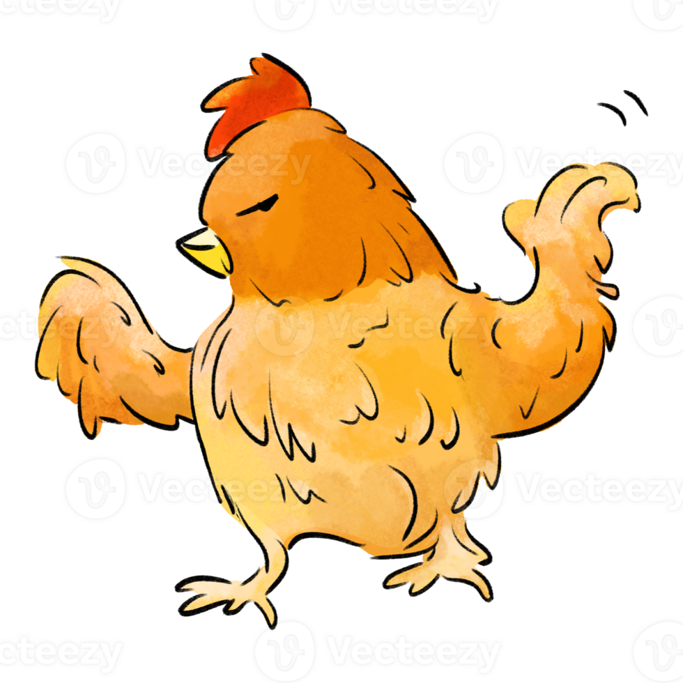 Cartoon chicken saying NO in disdainful look color illustration png