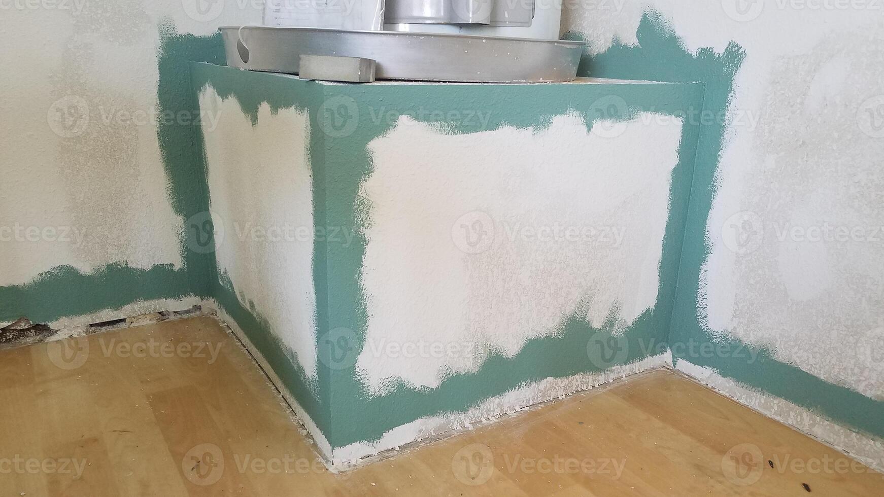 Edge Work Beginning to Paint a Room During Home Renovation photo