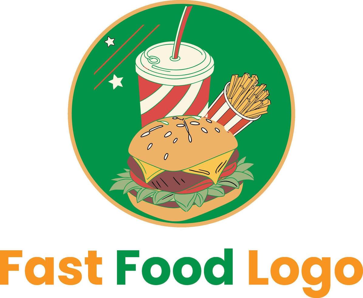 Fast Food Restaurant Logo Design for Modern and Tasty Branding Concept for Burger, Pizza, and Snack Chains vector