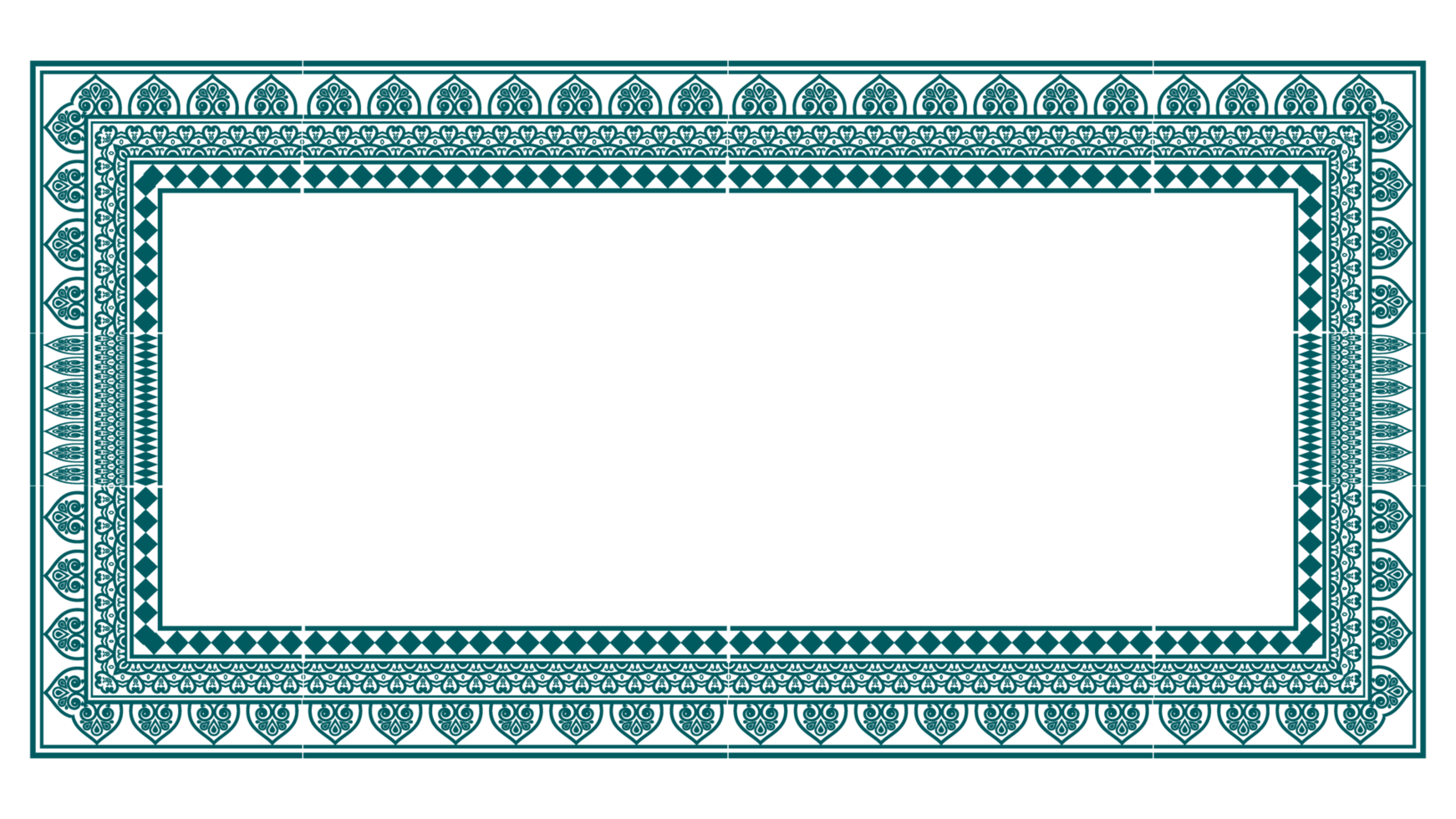 Retro green color with Rectangle Certificate Border Pattern Line Photo Frame Islamic Wedding Invitation Ornament Background png