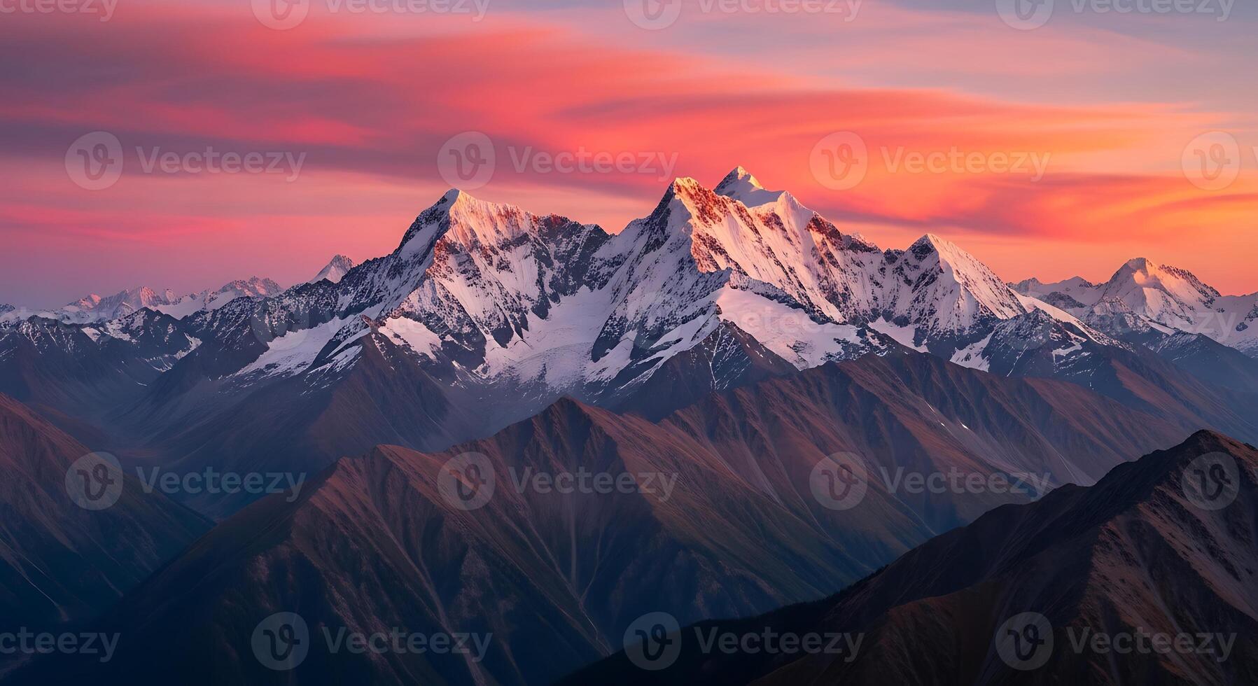 Majestic snow-capped mountain range photo