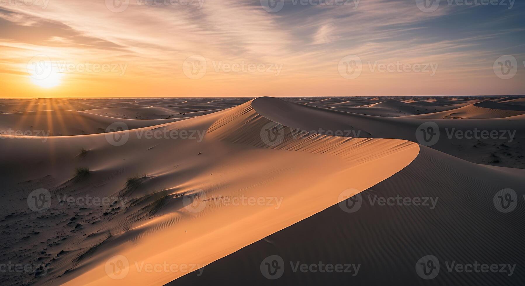 Sunset over beautiful sand dunes photo